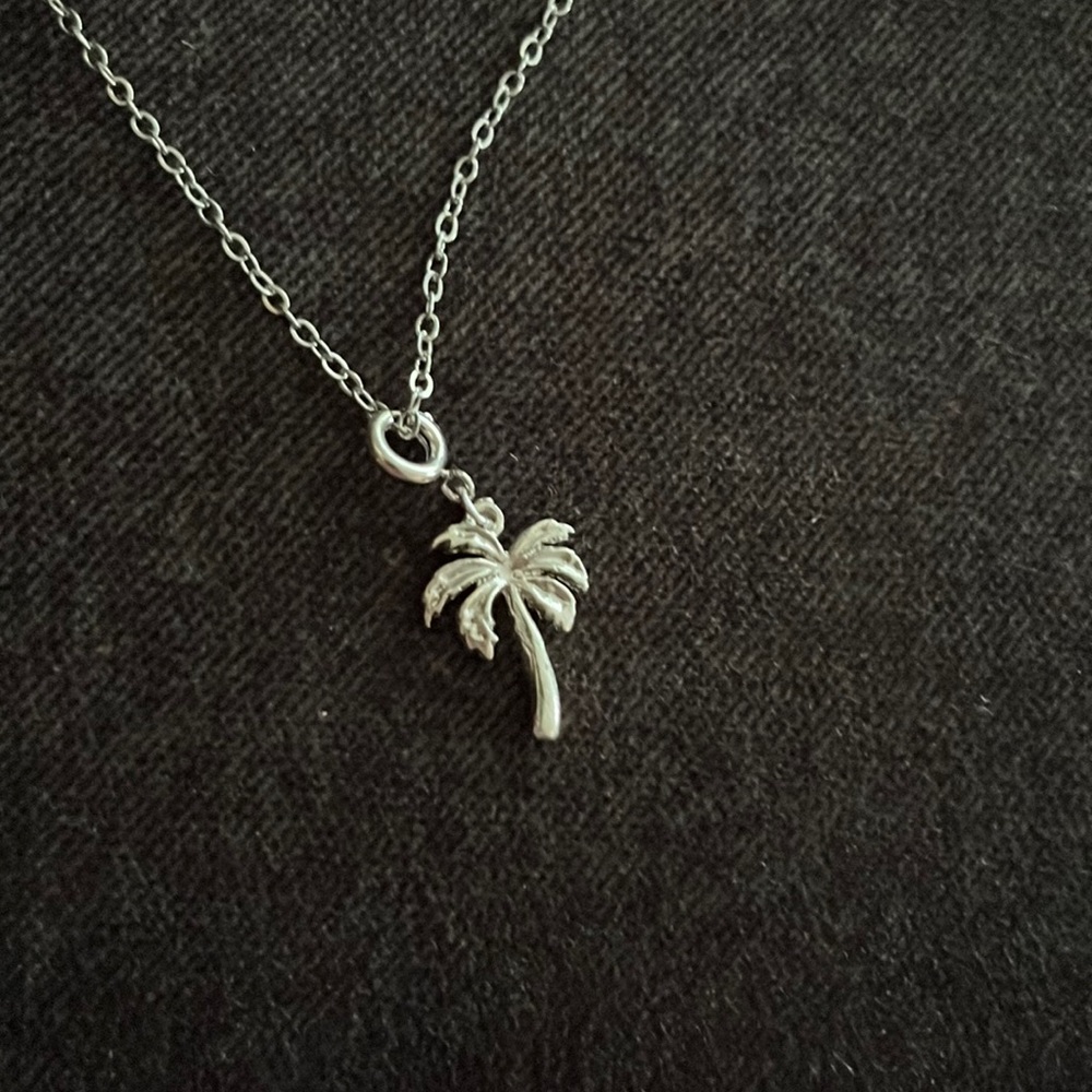 Palm tree silver charm necklace